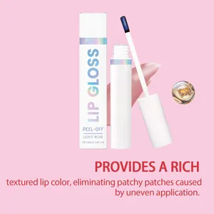 Detailansicht von Peel-off Lipgloss in Light Rose mit stylischen holografischen Verpackungen