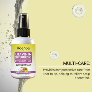 Dettaglio dello spray balsamo senza risciacquo Hoegoa per nutrire e districare i capelli.