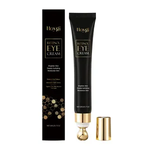 Crema contorno occhi al retinolo Hoygi con applicatore massaggiante dorato, 20g.