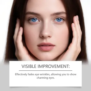 Primer plano de piel suave del contorno de ojos mostrando resultados de crema hidratante