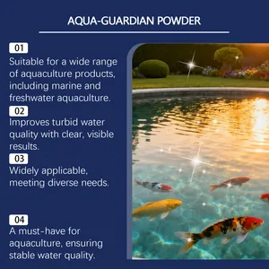 Detail view of aquaculture water clarifying powder benefits for clear fish pond water