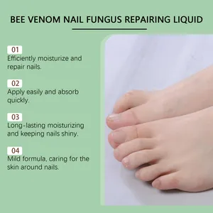 Detail der Bienengift-Nagelpilz-Reparaturflüssigkeit zeigt gesunde, glatte Nägel