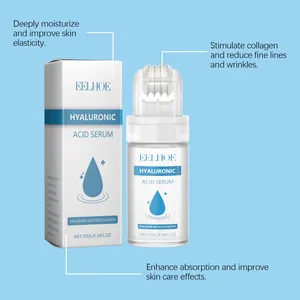 Professional detail view of EELHOE hyaluronic acid serum with microneedle roller