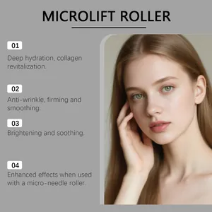 Young woman with glowing skin showing the brightening effects of microlift roller serum