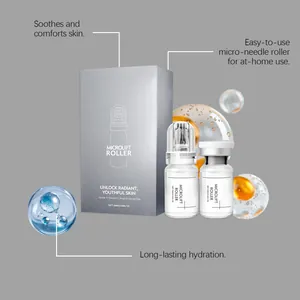 Radiant brightening facial essence set with micro-needle roller and two ampoule vials