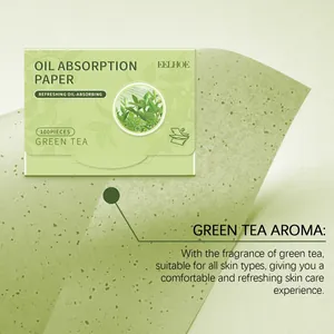 Detailansicht von grünem Tee Ölabsorbierendes Papier mit Aroma für die tägliche Hautpflege