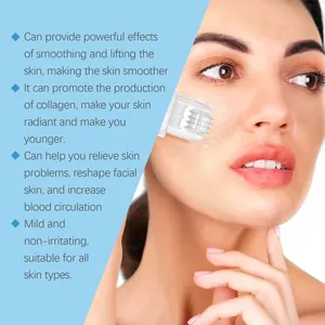 Close-up of microneedle roller head used on skin for collagen promotion and lifting