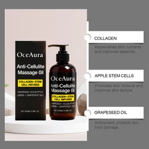 Infografía detallada que muestra los beneficios del colágeno para el aceite OceAura.