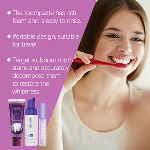 Kit de blanchiment dentaire EELHOE V34 avec mousse correctrice violette et dentifrice