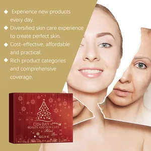 Detalle del calendario de adviento de belleza de 24 días con beneficios para el cuidado de la piel