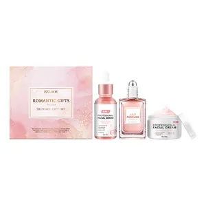Set de regalo de cuidado de la piel rosa EELHOE con crema facial suero y perfume premium