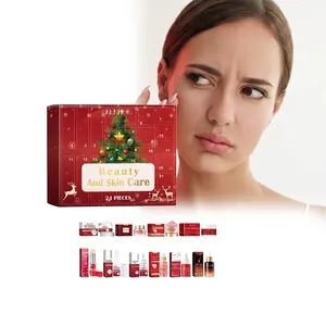 Calendario de Adviento de Belleza Navideño Caja de Regalo de 24 Rejillas Set de Cuidado de la Piel Hidratante para Mujer