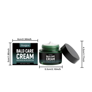 Afmetingen en maatschema voor Hoegoa Bald Care crème-pot en de verpakking van de doos