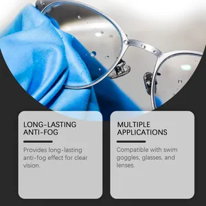 Close-up of anti-fog treatment on glasses with droplets showing clear vision detail.