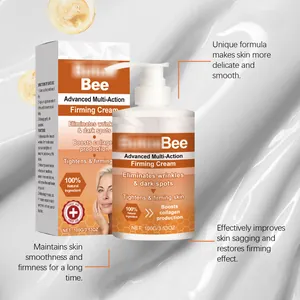 Vue détaillée du flacon pompe et de l'emballage de la Bee Advanced Firming Cream
