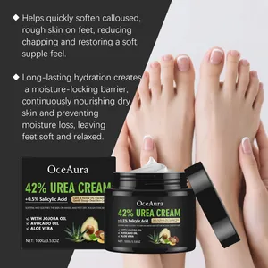 OceAura 42% Ureum voetcrème detail met rijke hydraterende textuur en ingrediënten