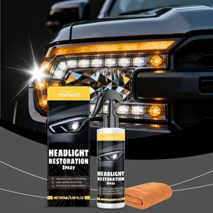 Kit de Restauración de Faros de Coche Homonth Líquido de Pulido Profesional 100ml Spray de Restauración Con Toalla de Microfibra para el Mantenimiento de Faros Revestimiento Protector Claro
