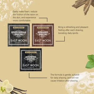 Descubra los jabones de afeitar suaves East Moon con aromas de vainilla y bergamota