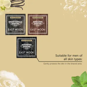 Jabón de afeitar suave East Moon para hombres en tres aromas, para todo tipo de piel.