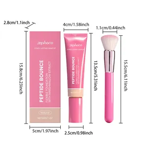 Professional Zephoco natural liquid foundation and brush set with detailed dimensions