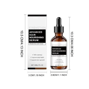 Dimensions détaillées pour le sérum nourrissant au romarin de 30 ml avec boîte
