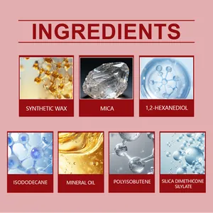 Presentazione dettagliata degli ingredienti del lucidalabbra idratante con mica e olio