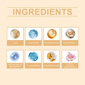 Detailed breakdown of lightweight foundation ingredients including Hyaluronic Acid