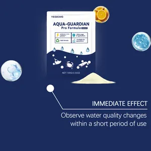 Detail view of AQUA-GUARDIAN water purifier powder showing fine texture and immediate effect.