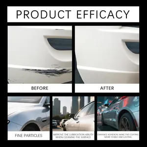 Professional car scratch repair kit showing before and after coating efficacy results