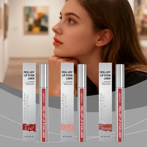 Dettaglio dei lip stain liner peel-off Zephoco nei colori rosso, rosa e marrone caldo.