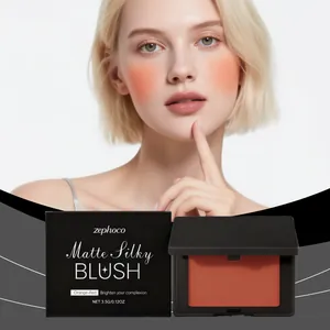 Zephoco Palette Fard à Joues Mat Soyeux Naturel Longue Durée Maquillage Visage Poudre Fine Lisse Cosmétique Pour Femme Quotidien