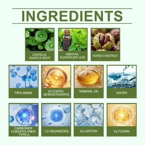 Vue détaillée des principaux ingrédients de la crème de soin des jambes pour la peau
