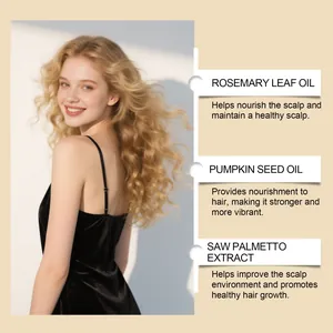 Detailed hair serum ingredients view including Rosemary Leaf and Pumpkin Seed Oils