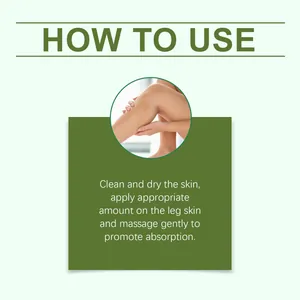 Guide étape par étape pour l'application de la crème pour jambes et massage doux.
