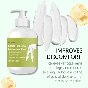Détail de la texture de la crème de massage des jambes LANISKA avec des traces blanches.