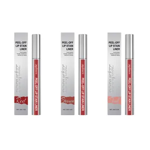 Set di tre liner labbra peel-off Zephoco in rosso, marrone e rosa con confezione argento