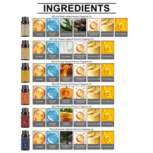 Detailed ingredient list for EELHOE Autumn Premium Fragrance Oils including natural extracts.