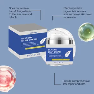 Detailed view of COOLORD 55g silicone scar cream highlighting texture and repair benefits.