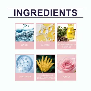 Lista de ingredientes naturales para ambientador de coche de bergamota y aceite de rosa