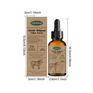 WOODSLEEP Gentle Whipped Tallow Serum dimensions showing 30ml bottle and box packaging