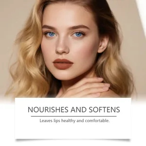 Primo piano dell'effetto olio labbra nutriente per labbra sane, morbide e comode