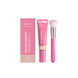 Zephoco peptide bounce long-lasting liquid foundation with matching makeup brush