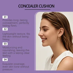 Profil de mannequin montrant le fini durable et éclatant du coussin correcteur violet