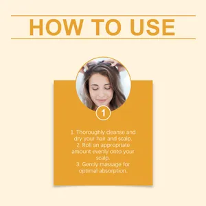 Professional step-by-step instructional guide for applying scalp nourishing roller essence