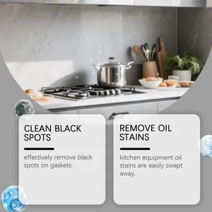 Détail de l'efficacité du gel nettoyant contre l'huile de cuisine et les taches