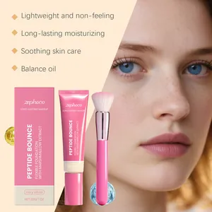 Zephoco Peptide Bounce foundation tube with packaging and professional brush detail