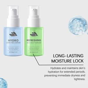 Dettaglio del siero viso HANCHOBIT che mostra l'effetto di blocco dell'idratazione