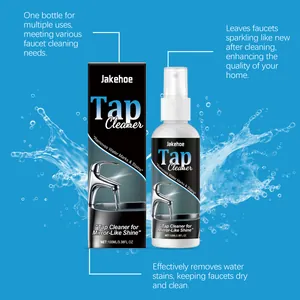 Vue détaillée du nettoyant pour robinets Jakehoe, flacon pulvérisateur de 100ml et boîte.