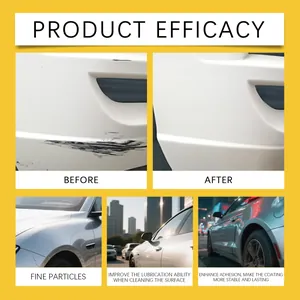 Reparación de arañazos de coche con resultados antes y después en pintura blanca