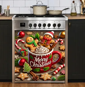 Autocollant de lave-vaisselle de Noël avec bonhomme de pain d'épices et chocolat